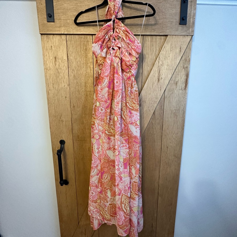 Savaneta Ruched Halter Maxi - Lulus- Large